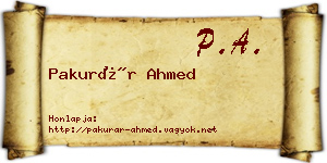 Pakurár Ahmed névjegykártya
